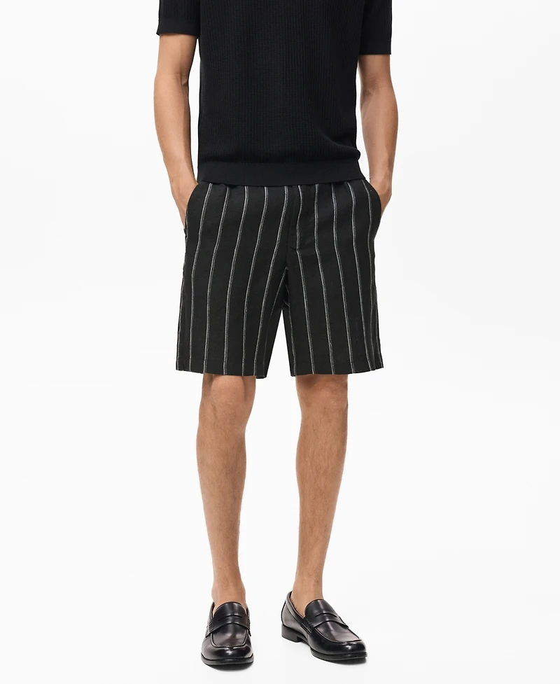Mango Men's Striped Linen-Blend 8.5" Bermuda Shorts