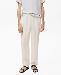 Mango Men's Linen Elastic Waistband Pants