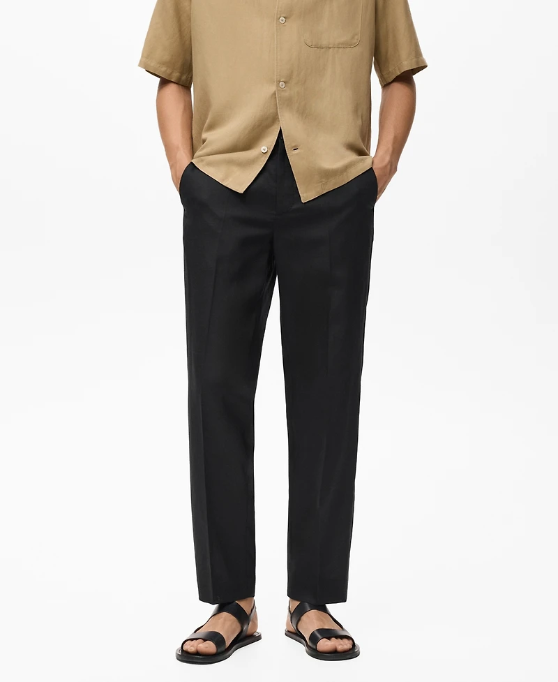 Mango Men's Linen And Lyocell Blend Straight-Leg Pants
