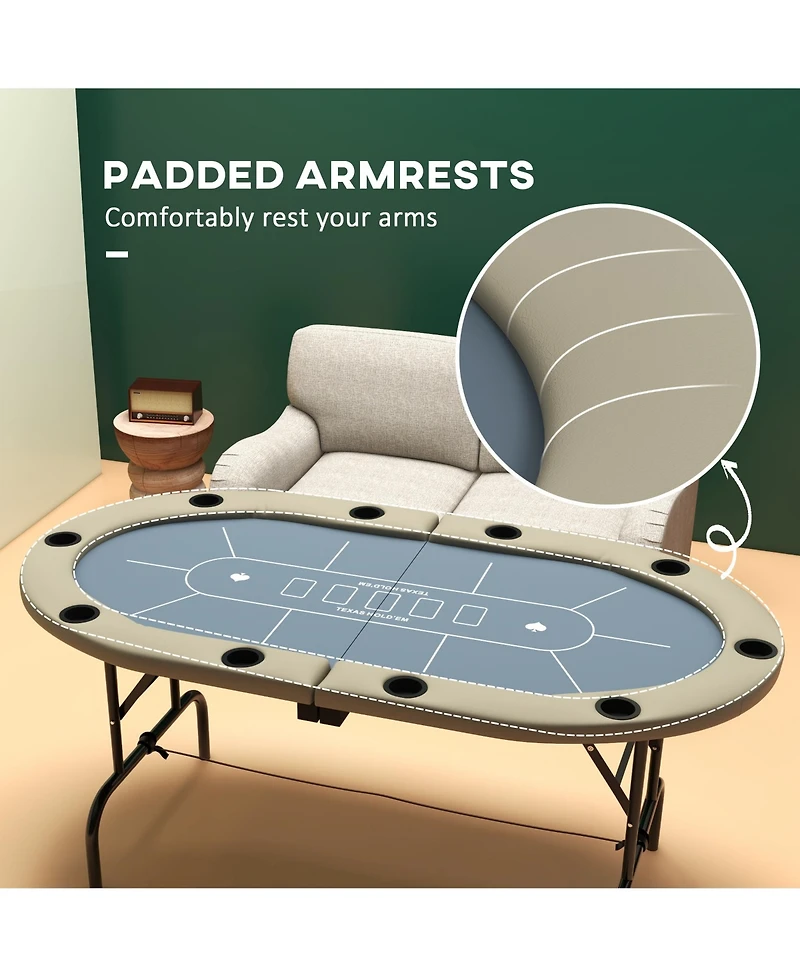 Soozier 70" Foldable Poker Table, 8 Player jack Game Table,