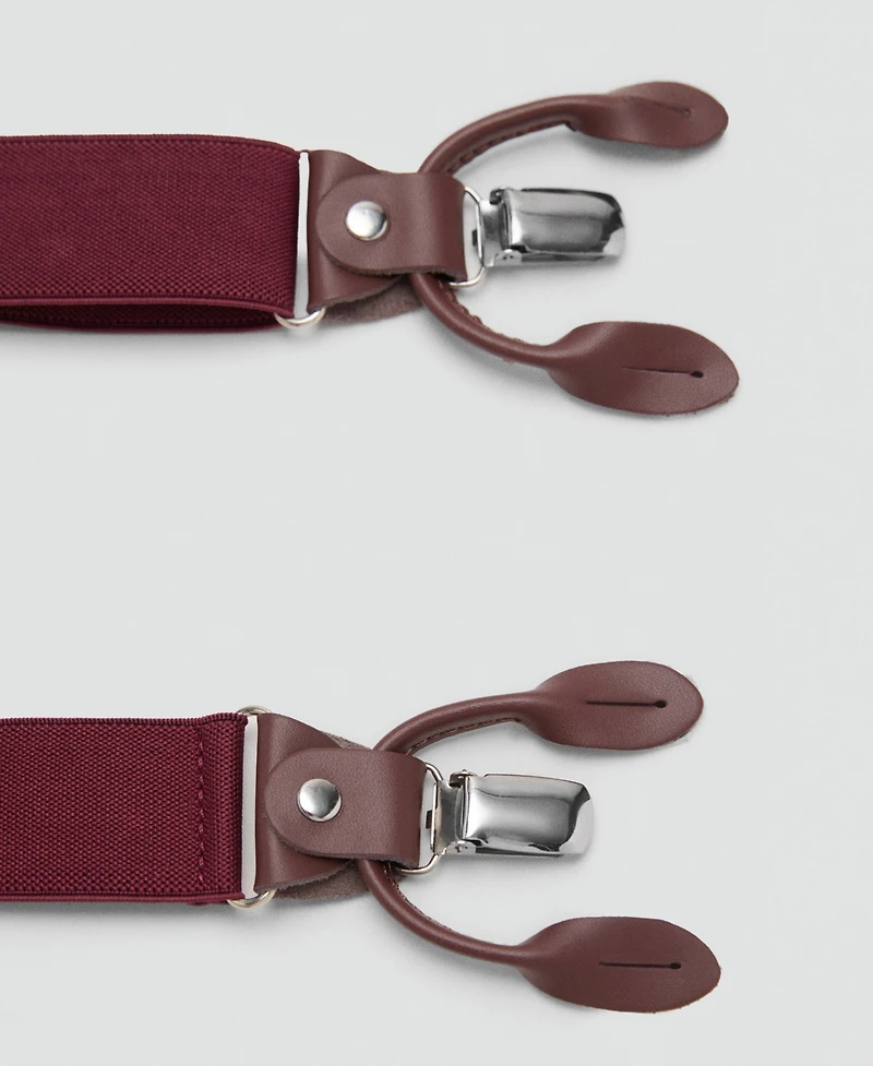 Mango Men's Leather Details Adjustable Elastic Suspenders