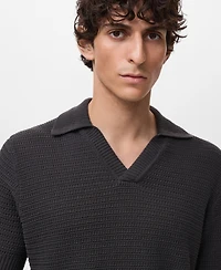 Mango Men's Crochet Cotton Polo Shirt