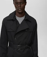 Mango Men's Water-Repellent Belted Trench Coat