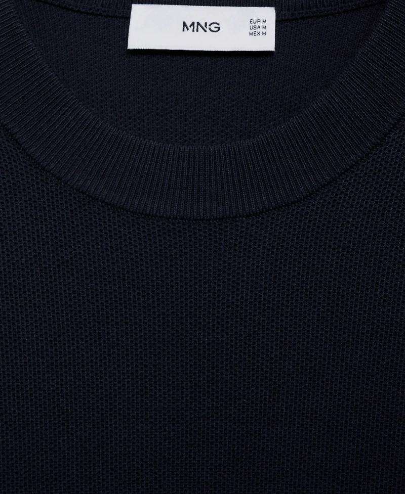 Mango Men's Microstructure Cotton Knitted Sweater