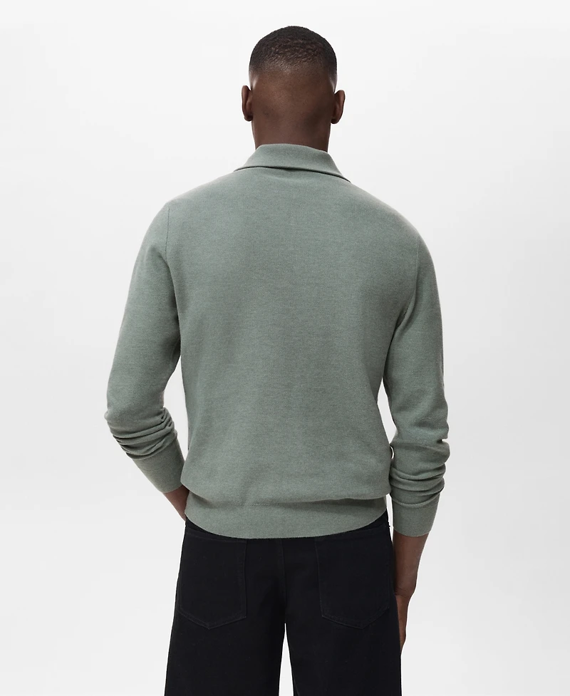 Mango Men's Zipper Collar Microstructure Sweater