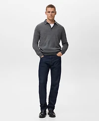 Mango Men's Wool Knitted Polo Sweater