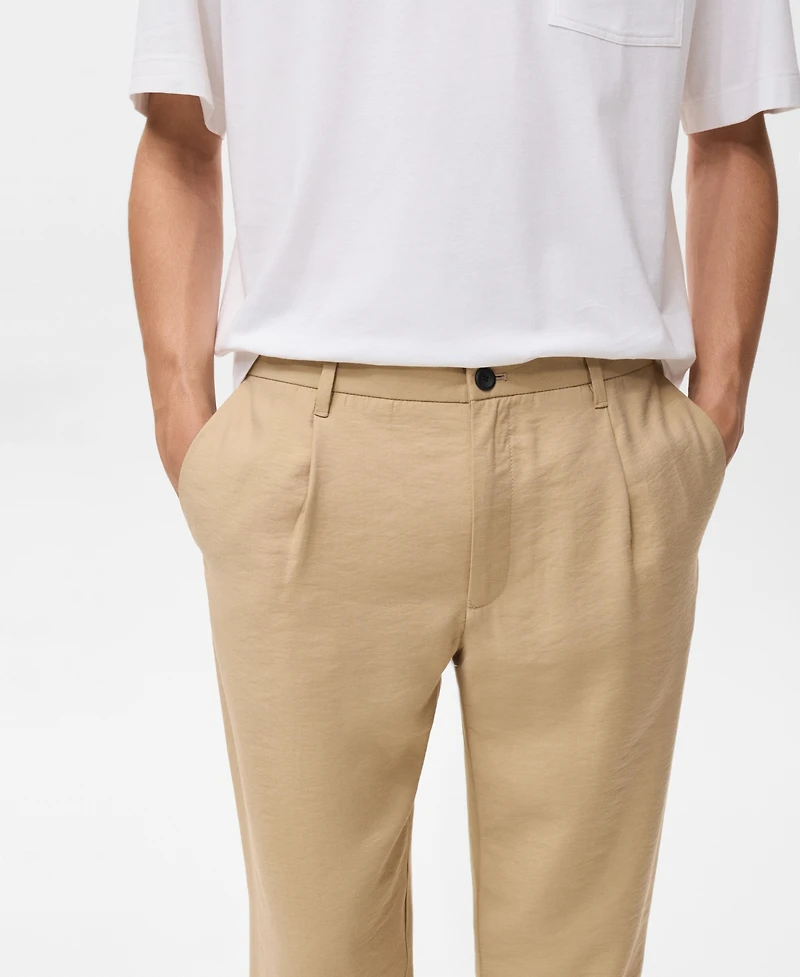 Mango Men's Straight-Fit Pleated Pants