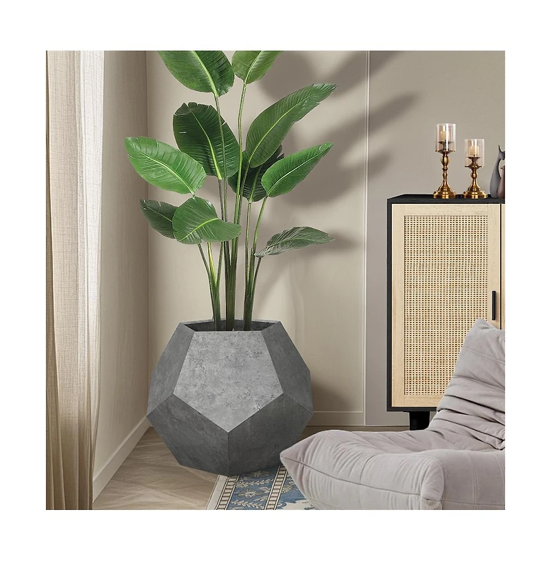 Zeus & Ruta 25.98" Pet Carrier Side Table Planter in Cement Gray