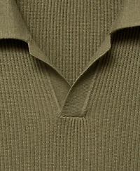 Mango Men's Cotton-Blend Ribbed Polo Sweater