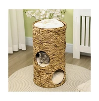 Zeus & Ruta Elevated Cat Tower with 3 Hideaways and Plush Cushions