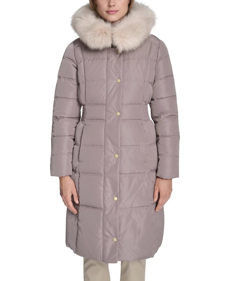 Cole Haan Women's Trim Hood Zip-Front Puffer Coat