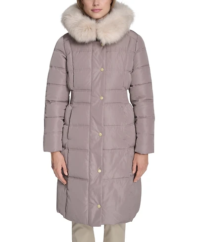Cole Haan Women's Trim Hood Zip-Front Puffer Coat
