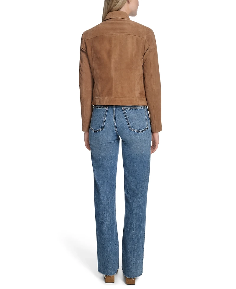 Cole Haan Women's Zip Front Suede Jacket