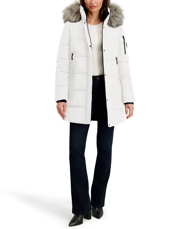Nautica Women's Faux-Fur-Trim Hooded Puffer Coat
