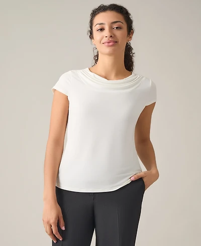 Kasper Women's Regular & Petite Cowl Neck Cap Sleeve Top, Petites