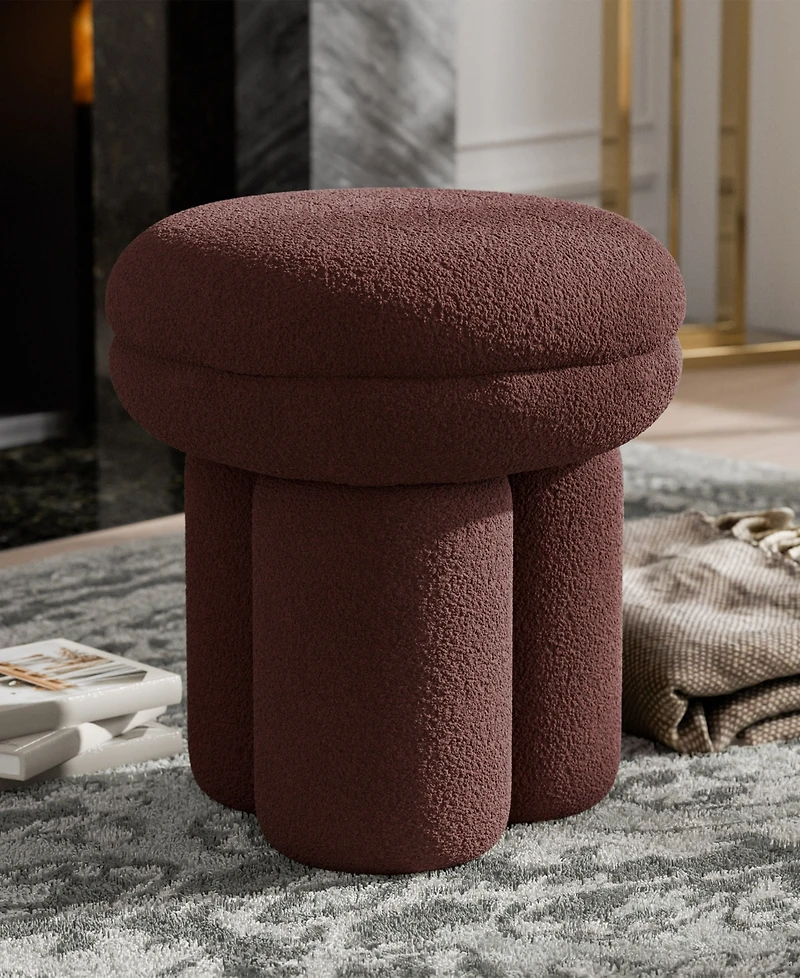 Furniture of America Ronan 18" Mushroom Upholstered Ottoman