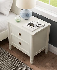 Furniture of America Arlena 28" Solid Wood 2-Drawer Nightstand with Usb Ports