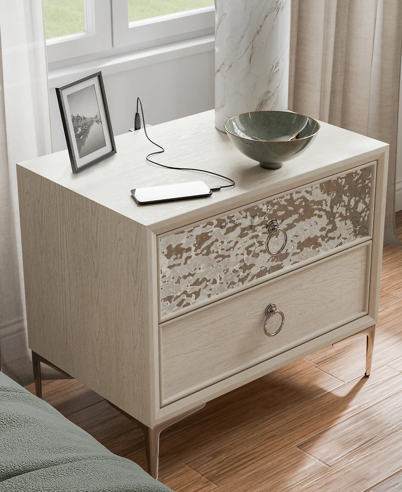 Furniture of America Fable 24" Solid Wood 2-Drawer Nightstand with Usb Port