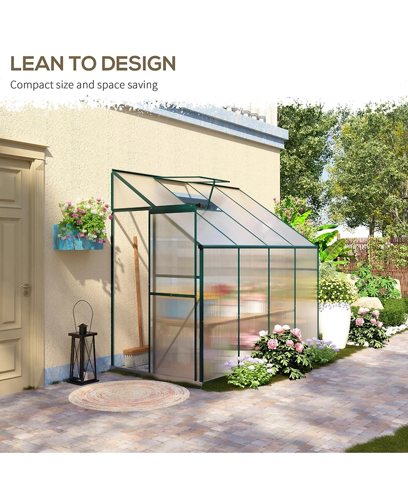 Outsunny 8' x 4' Walk-In Garden house Aluminum Polycarbonate, Vent,
