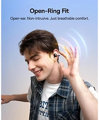 Baseus Bass BC1 Open Ear Earbuds Clip-On Headphones, Open-Ring Comfort with Tri-Curve Snug Clip,4-Mic Clear Calls, IP55 Waterproof, 38H Playtime
