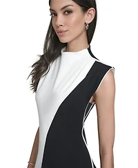 Calvin Klein Women's Colorblock Mock Neck Midi Dress