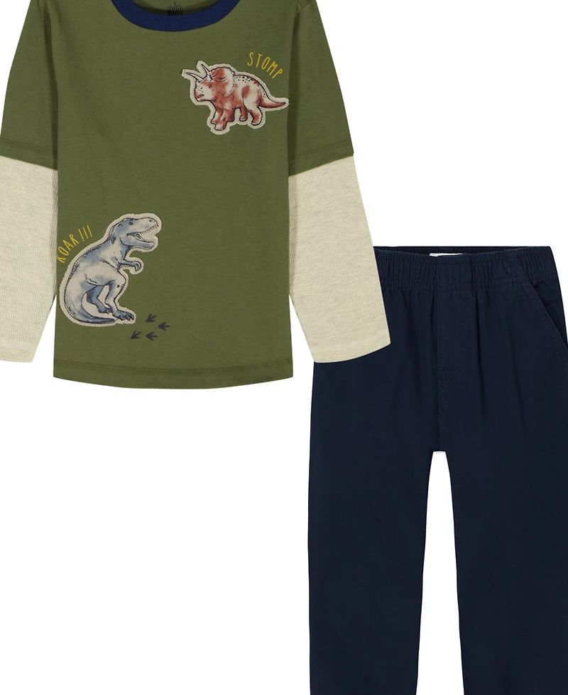 Kids Headquarters Toddler and Little Boys 2T-7 2-Piece Dinosaur T-Shirt Joggers Set
