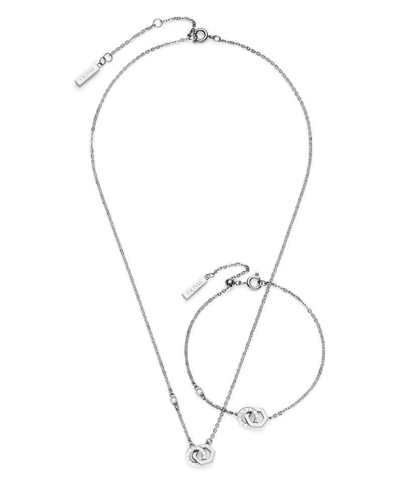 Olivia Burton Interlink Silver Tone Stainless Steel Gift Set