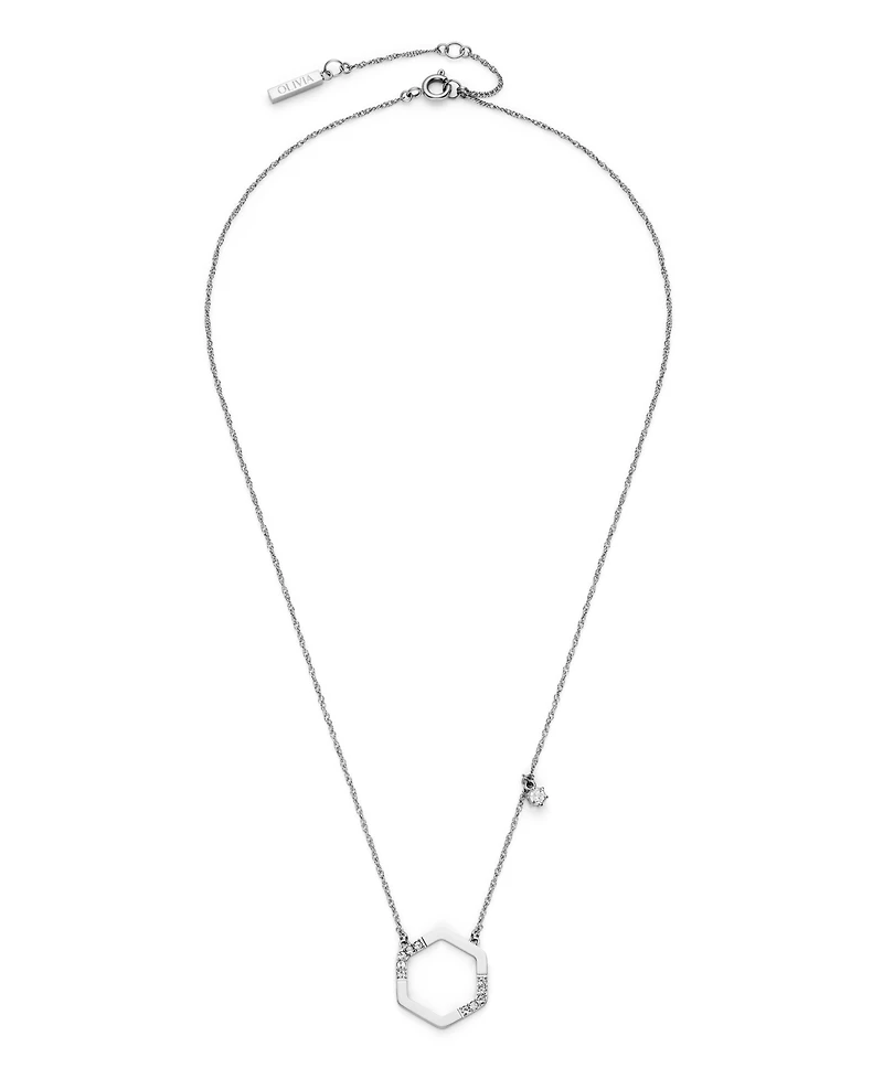 Olivia Burton Crystal Honeycomb Silver Tone Stainless Steel Necklace