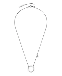 Olivia Burton Crystal Honeycomb Silver Tone Stainless Steel Necklace