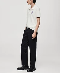 Mango Men's Embroidered Graphic Cotton Polo Shirt