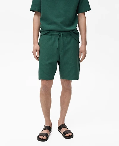Mango Men's Textured Cotton 7.95" Bermuda Shorts