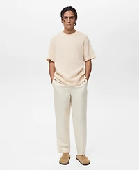 Mango Men's Ribbed Knit T-Shirt