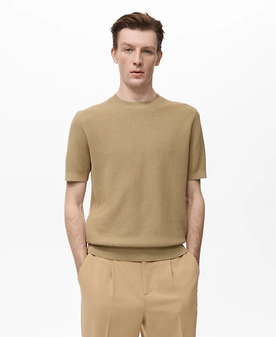 Mango Men's Cotton Knitted T-Shirt