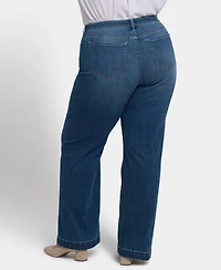 Nydj Plus Teresa Wide Leg Exposed Button Fly Jeans