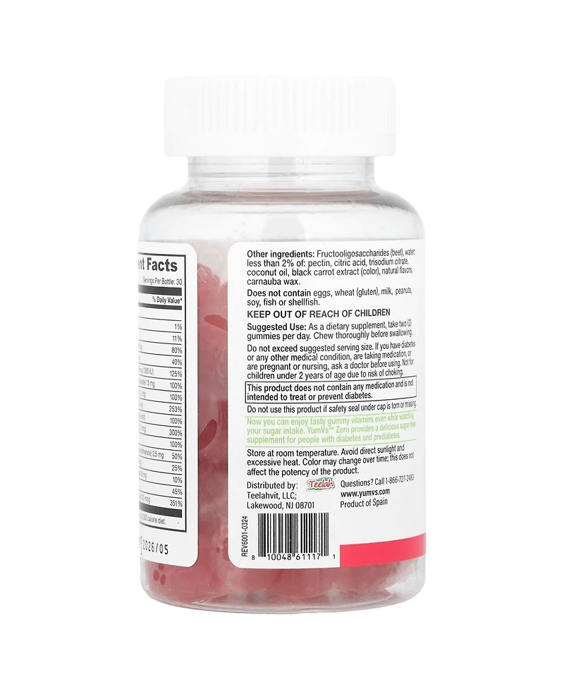 YumVs Diabetic Multivitamin Gummies | Sugar Free Diabetes Supplement Vitamins for Women & Men