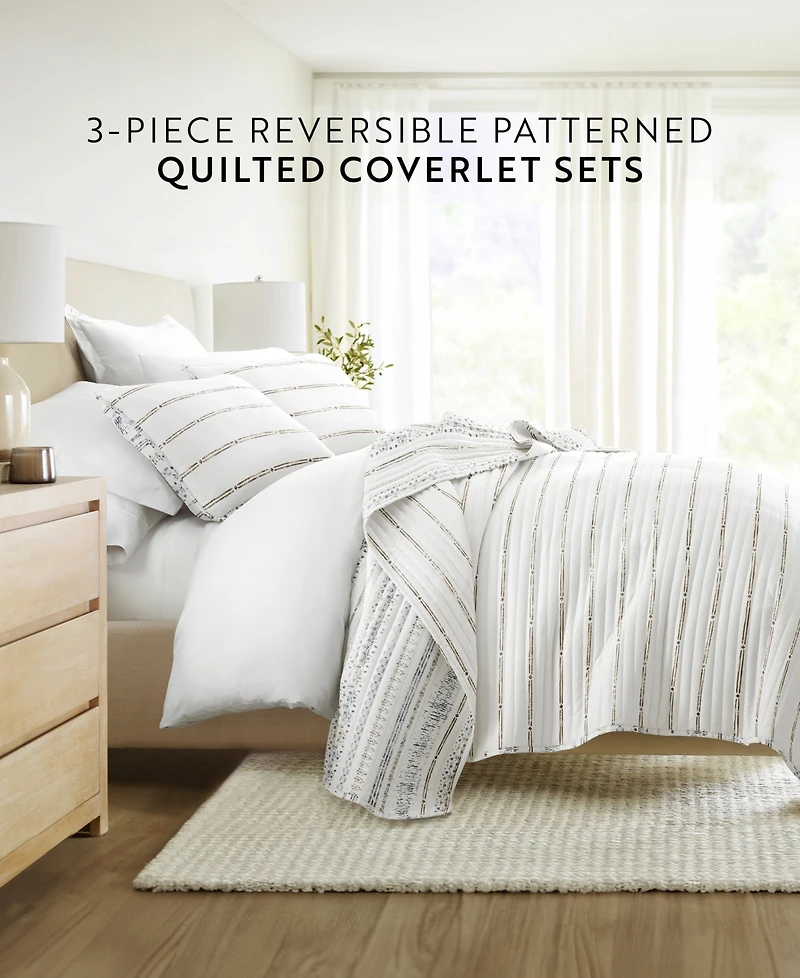 ienjoy Home Relic Stripe Reversible 3-Pc. Quilt Set, King/California King