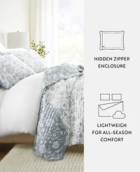 ienjoy Home Textured Floral Reversible 3-Pc. Quilt Set, King/California King