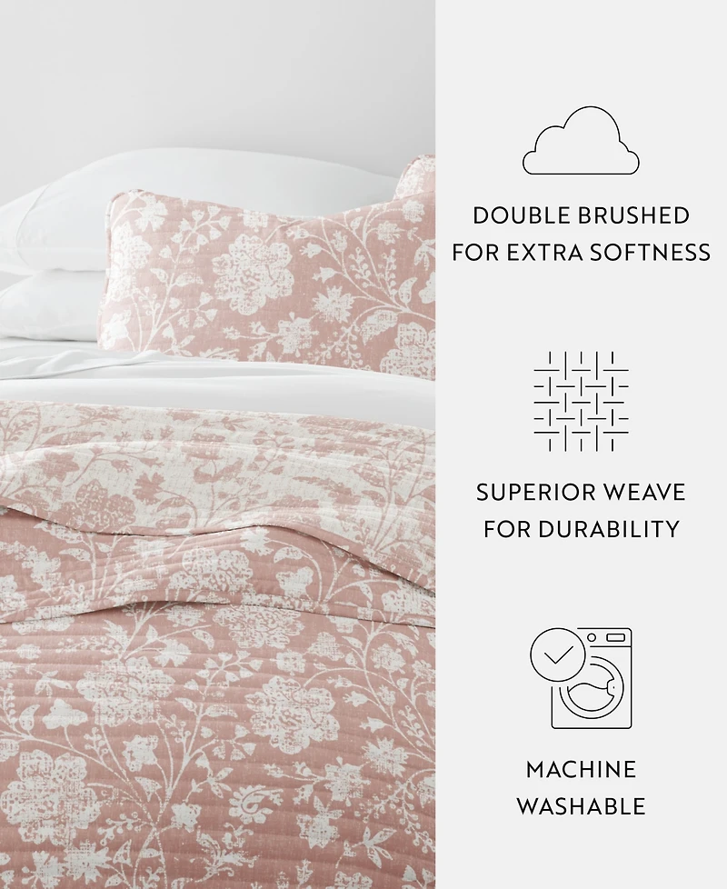 ienjoy Home Textured Floral Reversible 3-Pc. Quilt Set, Full/Queen
