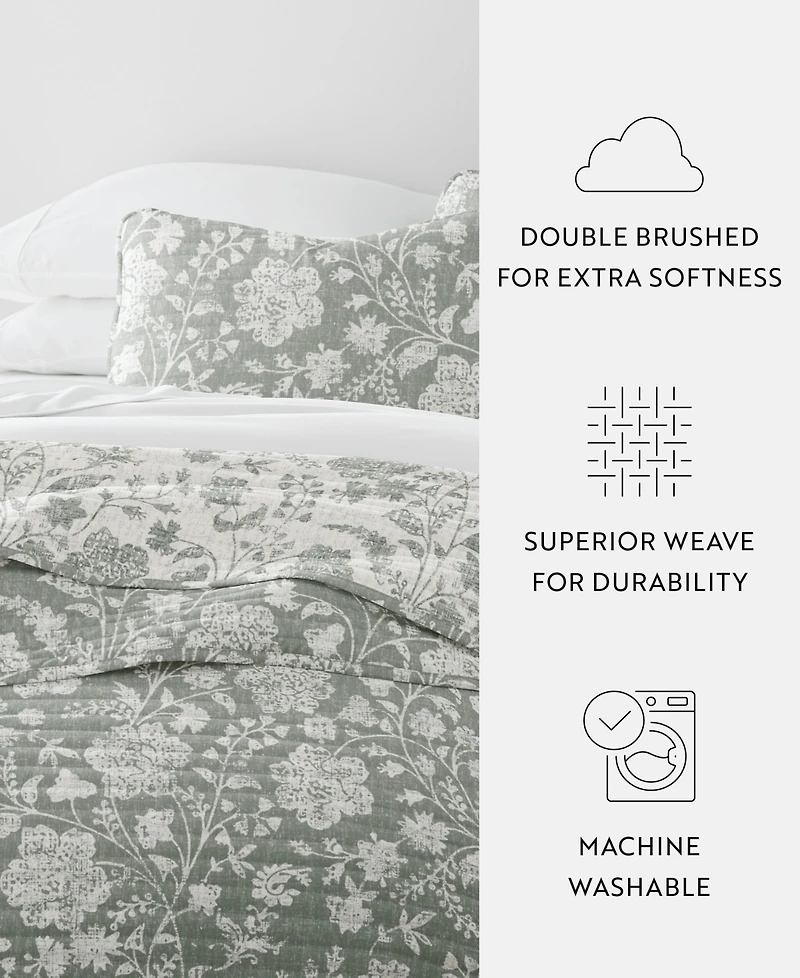 ienjoy Home Textured Floral Reversible 3-Pc. Quilt Set, King/California King