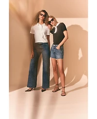 Isaac Mizrahi Women's Ruffle Detail Peter Pan Tee