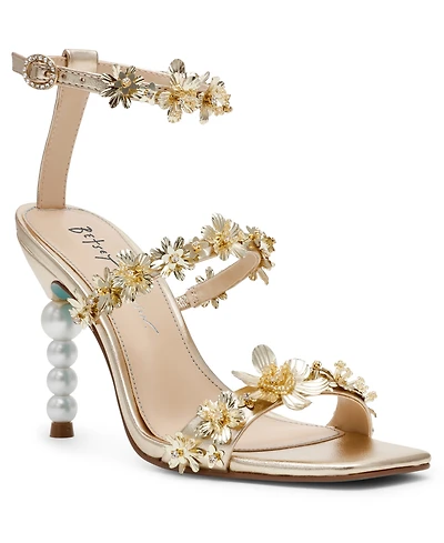 Betsey Johnson Women's Lorra Flower Sequin Dress Sandals