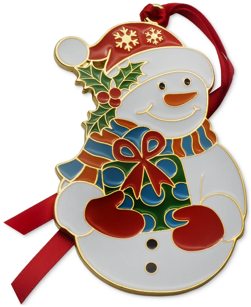 Wallace 2025 Gold-Plated Enameled Snowman Ornament, 16th Edition