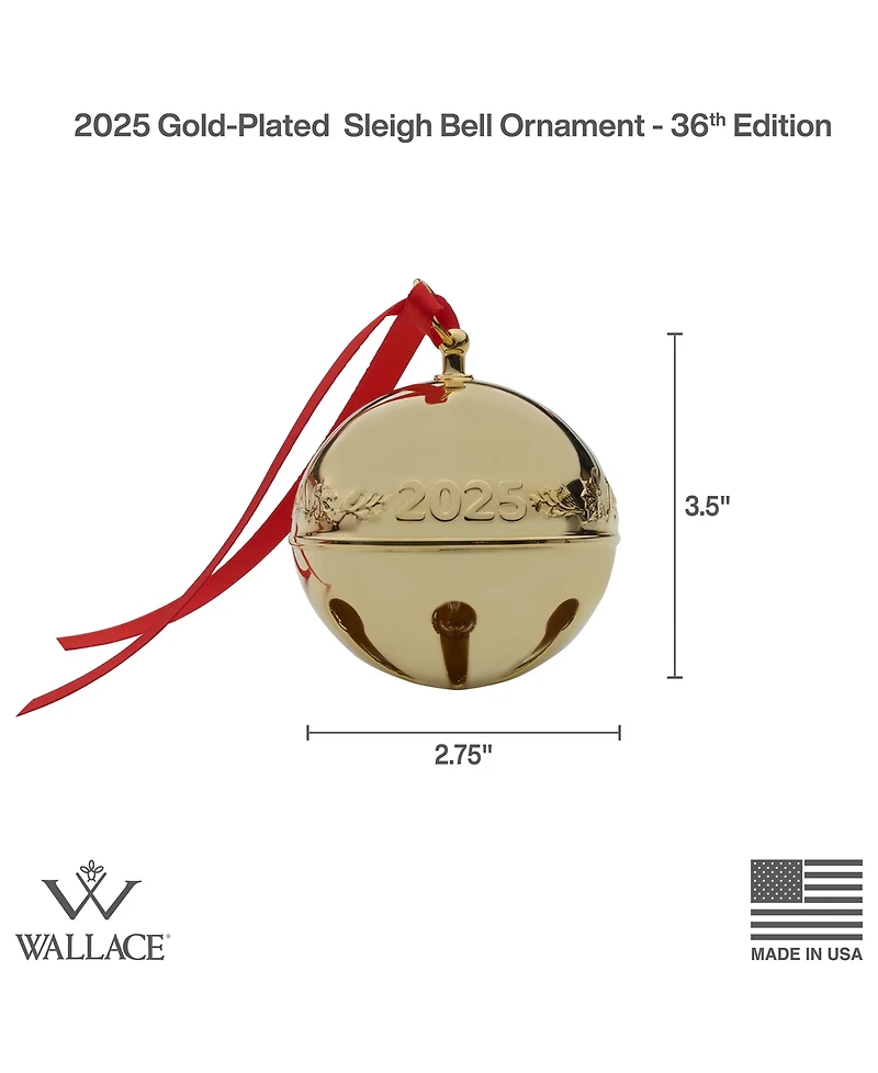 Wallace 2025 Gold-Plated Sleigh Bell Ornament, 36th Edition