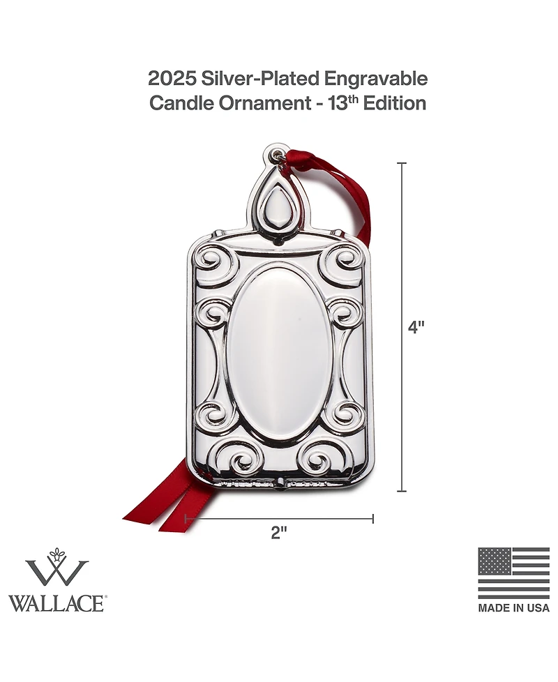 Wallace 2025 Silver-Plated Engravable Candle Ornament, 13th Edition