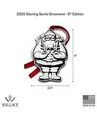 Wallace 2025 Sterling Silver Santa Ornament, 9th Edition