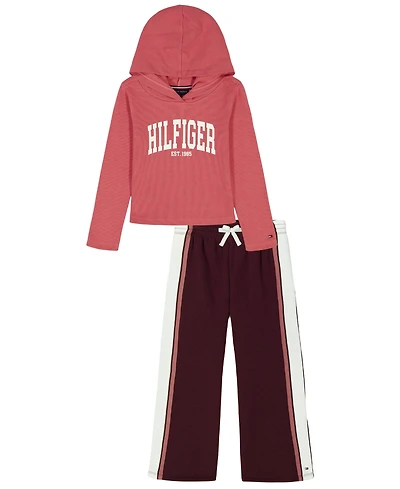 Tommy Hilfiger Toddler and Little Girls 2-Piece Hoodie Wide-Leg Pants Set