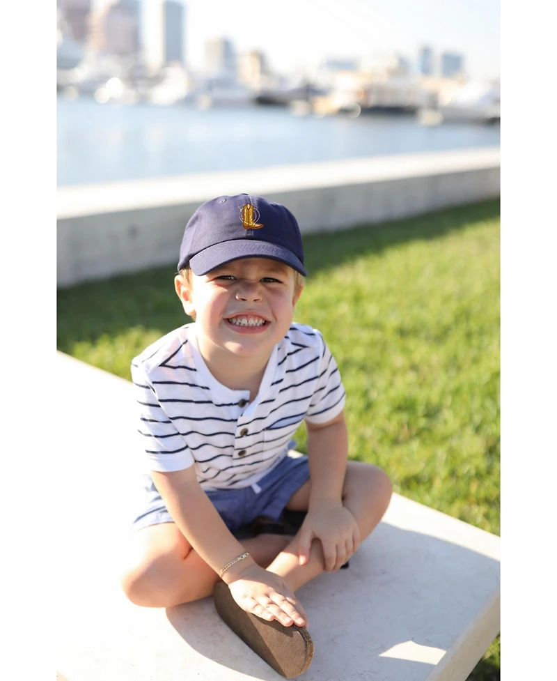 Bits & Bows Boys Boys Cowboy Boot Baseball Hat in Navy