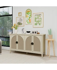 Casainc Rattan Storage Cabinet with 4 Door
