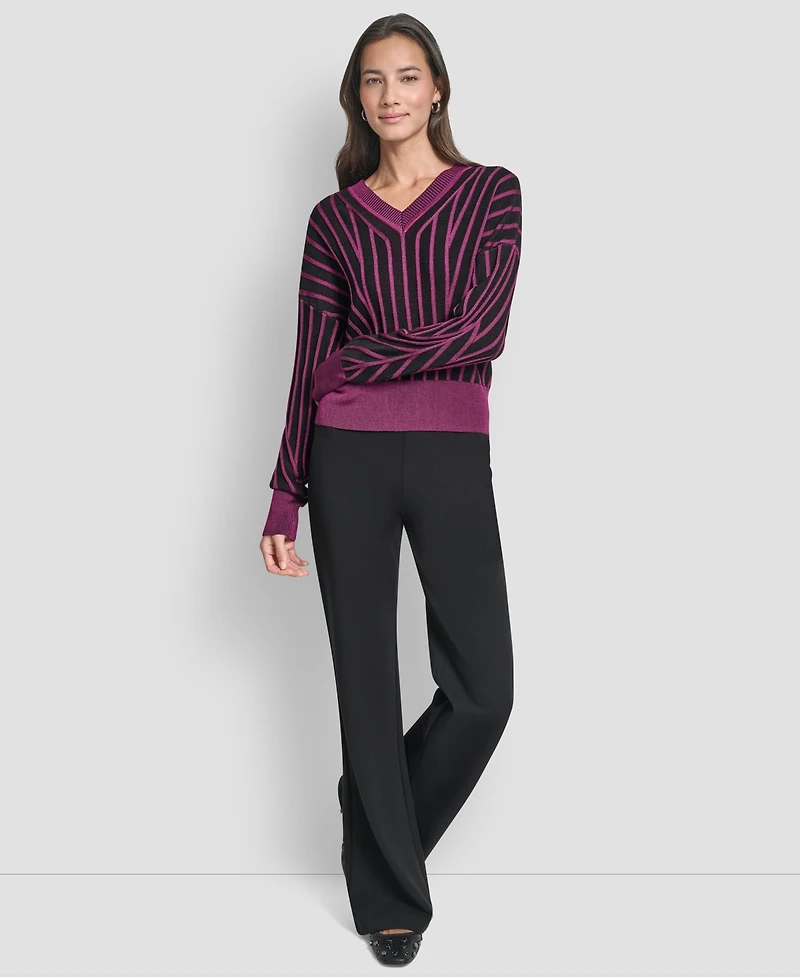 Dkny Women's Long Sleeve V-Neck Sweater