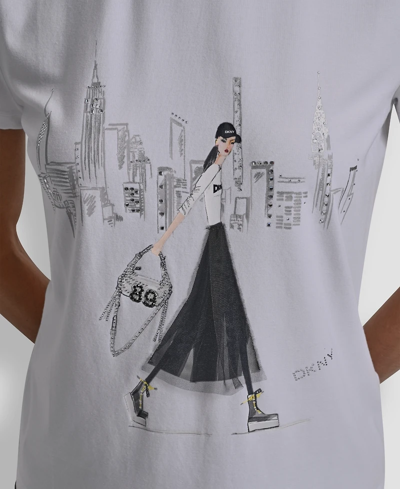 Dkny Women's Nyc Skyline Conversational T-Shirt